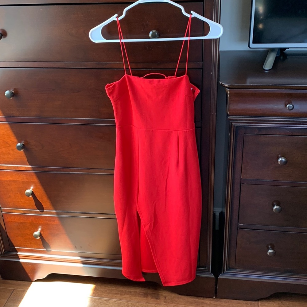 Hello molly red slit dress - Picture 1 of 4